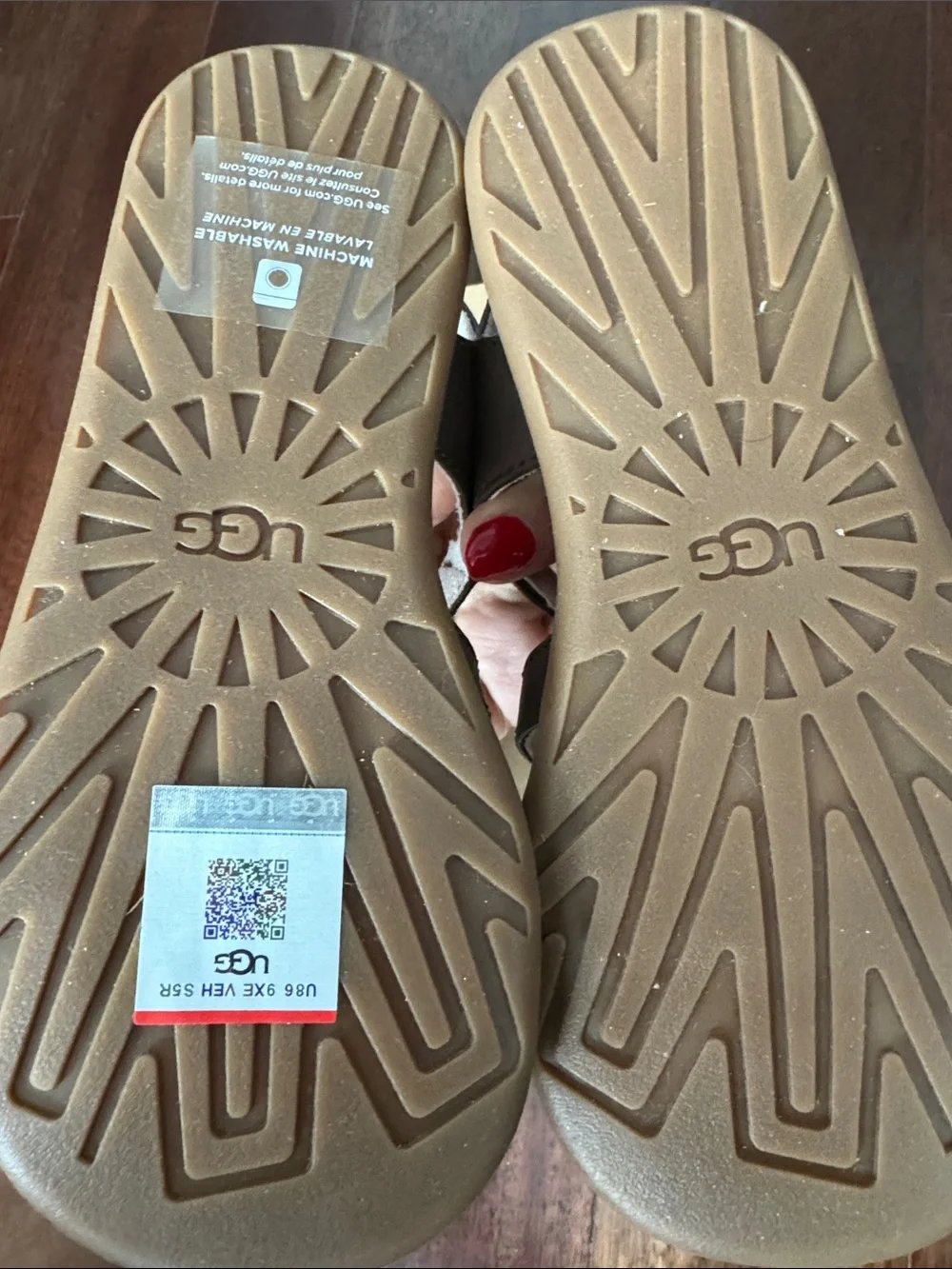 UGG Brown Leather Cage Sandals with Ankle Strap